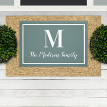Monograma Personalizado Verde da Cinza Elegante In