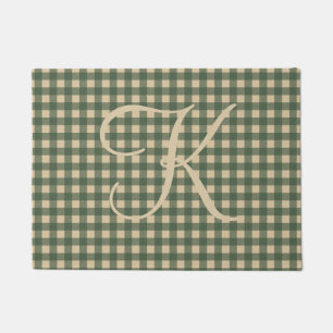 Tapete Monograma Plaid Rustico Country Verde Bege