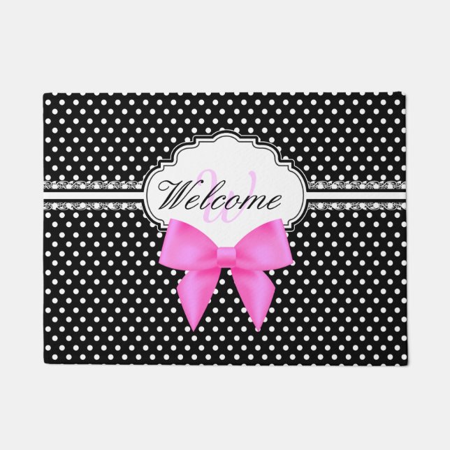 Tapete Monograma preto e branco retro do arco do rosa das (Frente)