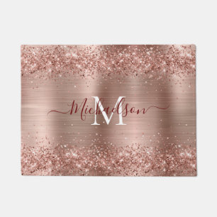 Tapete Monograma Rosa Dourado Faux-Glitter Girly Glam