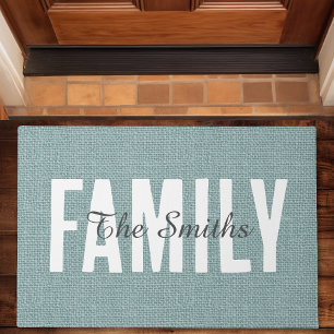 Tapete Monograma Rustic Jute Blue Burlap Family