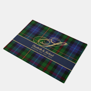 Tapete Monograma Smith Tartan Blue Green Newlyweds