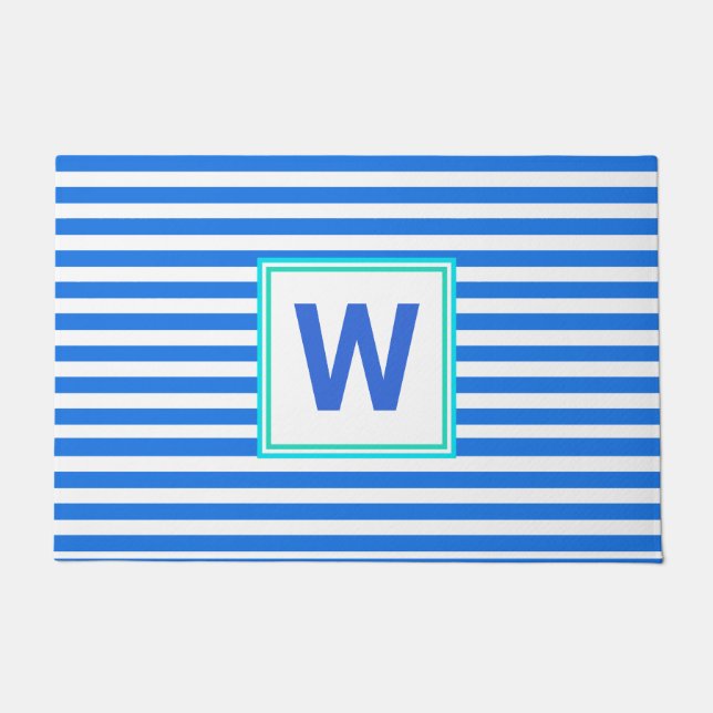 Tapete Monogramas com risca azul (Frente)