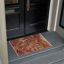 Monstera tropical deixa a esteira de porta da