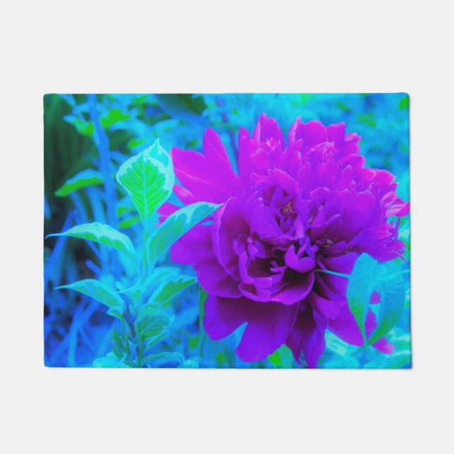 Tapete Moody Purple Peony com Linda Folhagem Weigela (Frente)