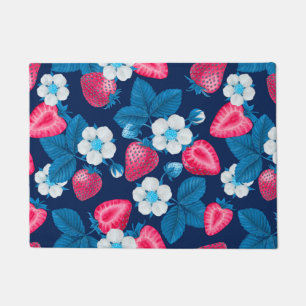 Tapete Morangos cor-de-rosa em azul