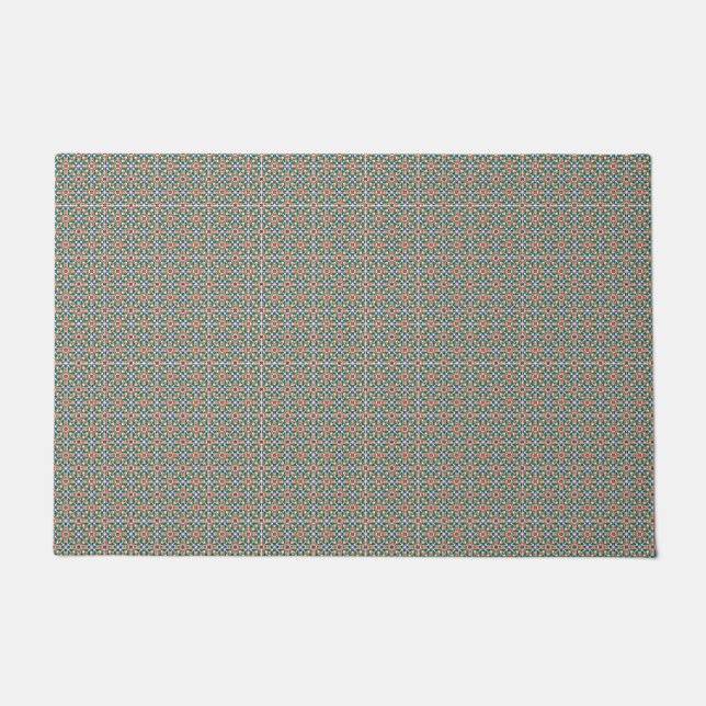 Tapete Moroccan Zellige Pattern Vibrant Area Rug (Frente)