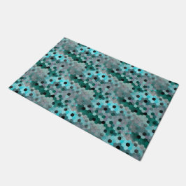 Tapete Mosaico de hexágonos ou cubos em tons cianos para 