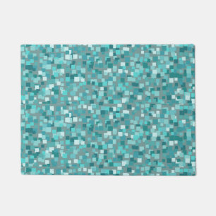 Tapete Mosaico Turquesa Retro Tapete de Entrada