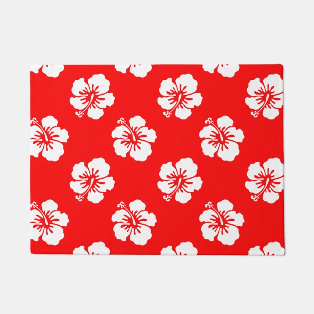 Tapete Motif Hawaïen Hibiscus Rouge et blanc (Frente)