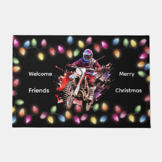 Tapete Motocross Christmas Welcome Friends Doormat