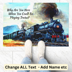 Tapete Motores de locomotiva do comboio a vapor com texto