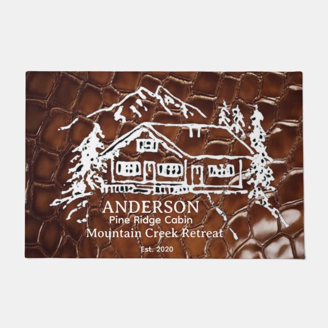 Tapete Mountain Cabin Faux Crocodile Leather Doormat (Frente)