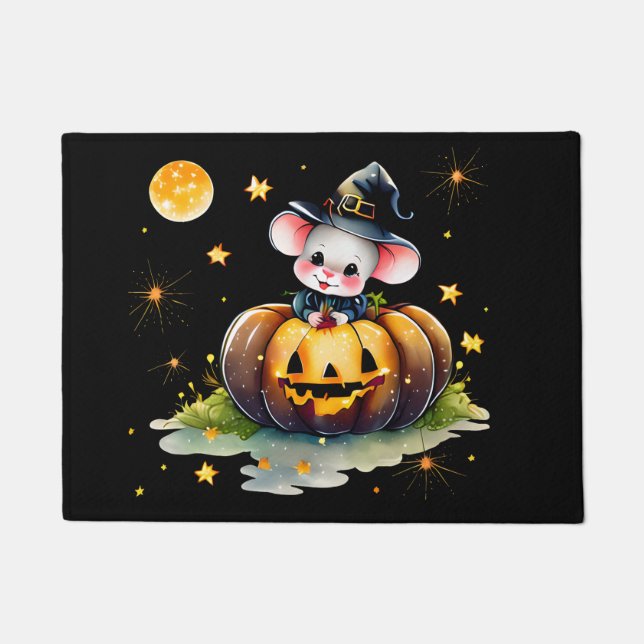 Tapete Mousey Witeen Halloween Mat Black Background (Frente)