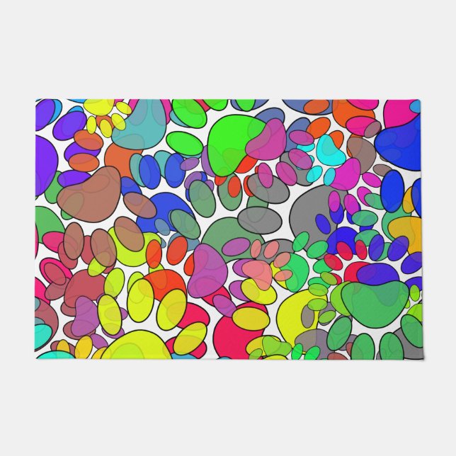 Tapete Muitas Impressões De Pata De Cães Por Toda Parte (Frente)