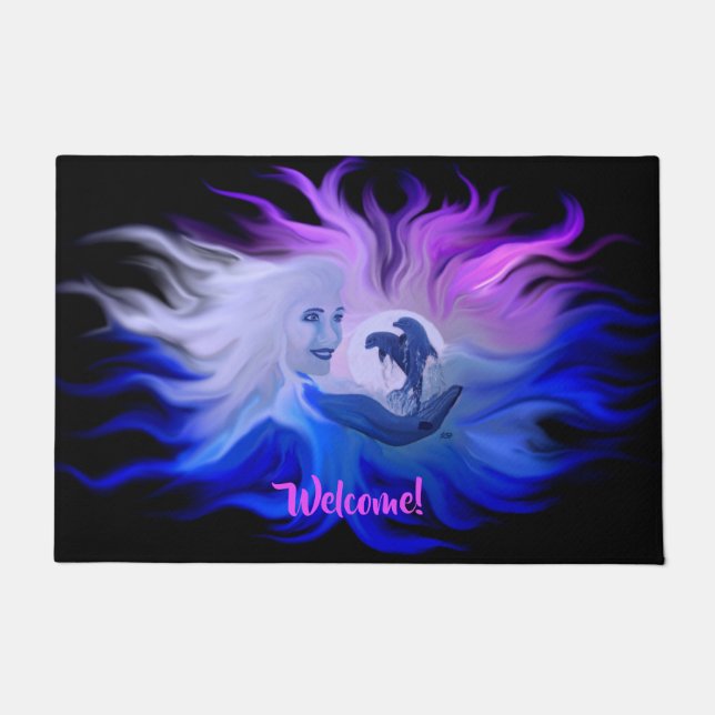 Tapete Mulher com golfinhos na Lua (Frente)