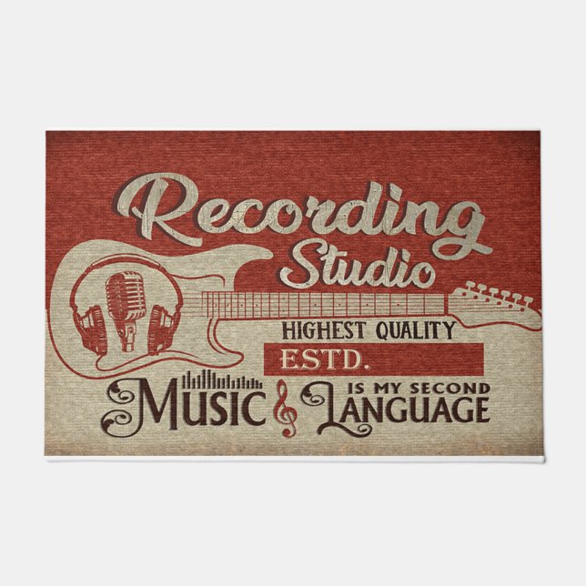 Tapete Music Is My Second Language Mat, Studio Decor (Frente)