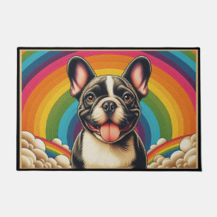 Tapete Na moda Francês Bulldog Cachorro Colorido Arco-Íri