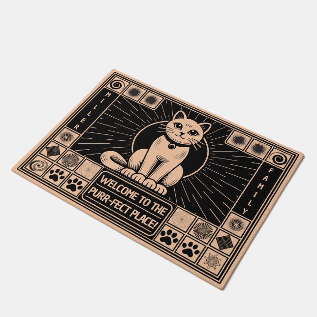 Tapete Na moda, humorísticos, personalizáveis gatos purr (Inclinado)