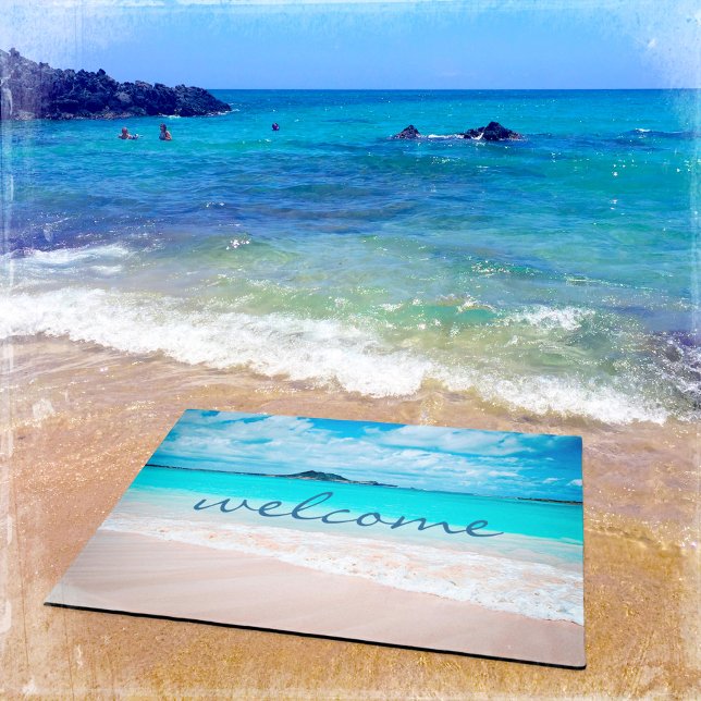 Tapete Na moda Modern Hawaii Tropical Beach Photo Welcome (Criador carregado)