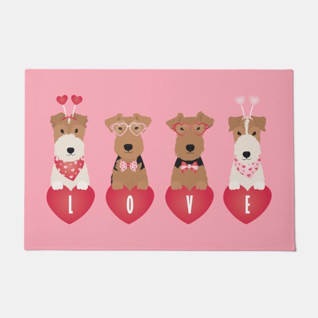 Tapete Namorados Welsh Wire Fox Terrier Dogs (Frente)