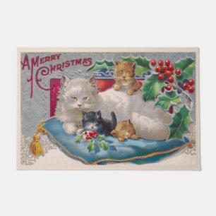 Tapete Natais vintages Gato com Gatinhos Feliz Natal