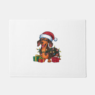 Tapete Natal do Dachshund Dog do Santa Hat Lighting