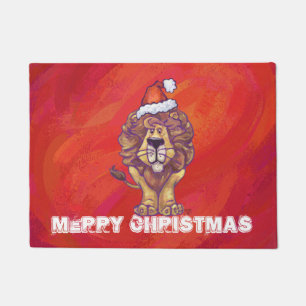 Tapete Natal do leão no vermelho
