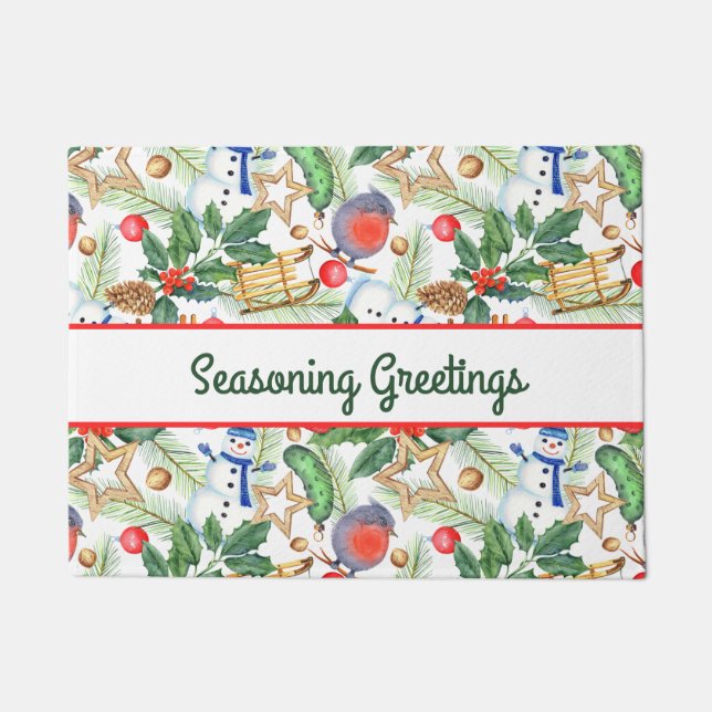 Tapete Natal Natal Natal Natal Xmas Snowman, Pine Cones,  (Frente)