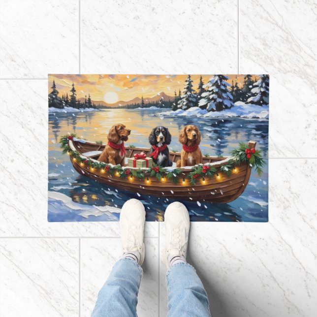 Tapete Natal no barco com Cocker Spaniel (Interior)