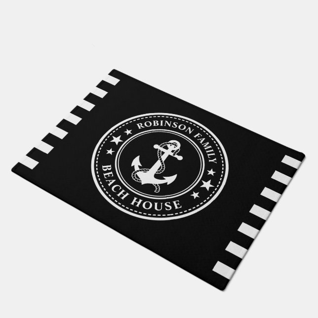 Tapete Náutica Anchor Stars Family Beach House Black (Inclinado)