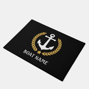 Tapete Náutica Tema Nome do Barco Anchor Dourado Laurel 