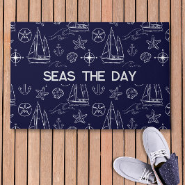 Tapete Nautical Navy Blue Sailboat Pattern