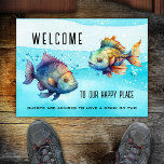 Tapete Náutico Funny Watercolor Fish Náutico<br><div class="desc">Engraçado portão com dois peixes de aquarela. Perfeito para uma casa de praia,  casa de pescador ou um cartaz de estrela de Peixes.</div>