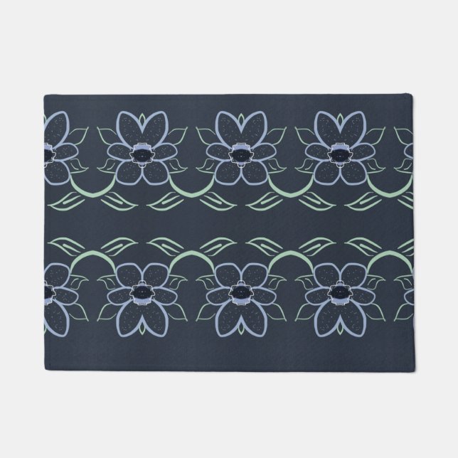 Tapete Naval com Estampa Floral Azul (Frente)