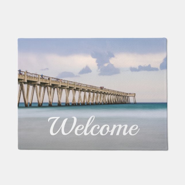 Tapete Navarre Beach Pier Bem-vindo Doormat (Frente)
