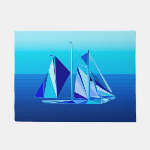 Tapete Nave de vela geométrica moderna / Iate, Azul Cobal