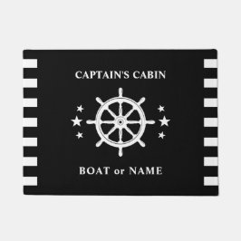 Tapete Navio Helm Wheel Capitão Cabin Boat Name Black