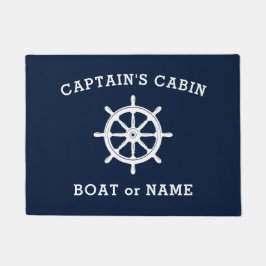 Tapete Navio Helm Wheel Capitão Cabin Boat Name Sea Blue
