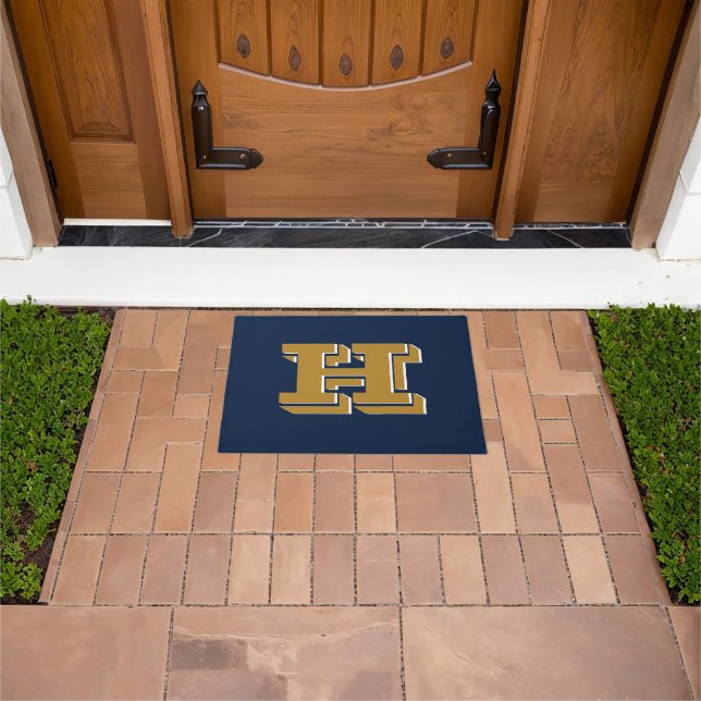 Tapete Navy and Gold School Pride Color Style Monogram (Ar livre)