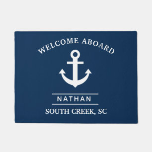 Tapete Navy Blue Welcome Aboard Custom Monogram Name