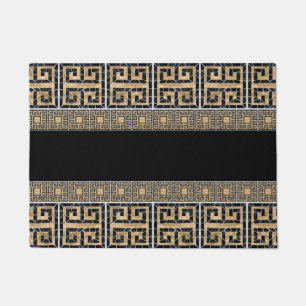 Tapete Negro e ouro de Mata do Azulejo quebrado grego