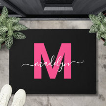 Nome com Letra Miúda Monograma Preto Rosa Elegante