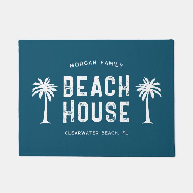 Tapete Nome da Família Férias de Verão Casa de Praia (Frente)