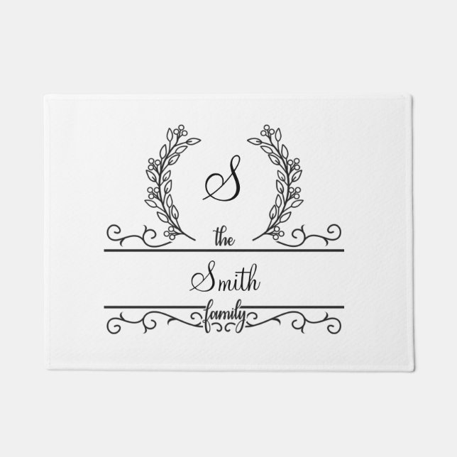Tapete Nome da Família Monograma Saída de fonte de script (Frente)