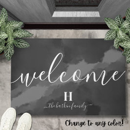 Tapete Nome da Família Personalizada Branca e Preta de Bo