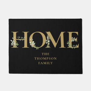Tapete Nome da Família Personalizado Verde Dourado Casa
