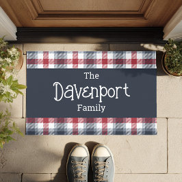 Tapete Nome da família Tartan Vermelho Branco e Azul