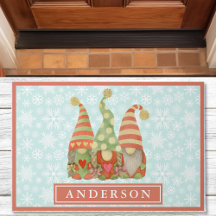 Nome da Família Trio de Gnomos de Natal em Aquarel