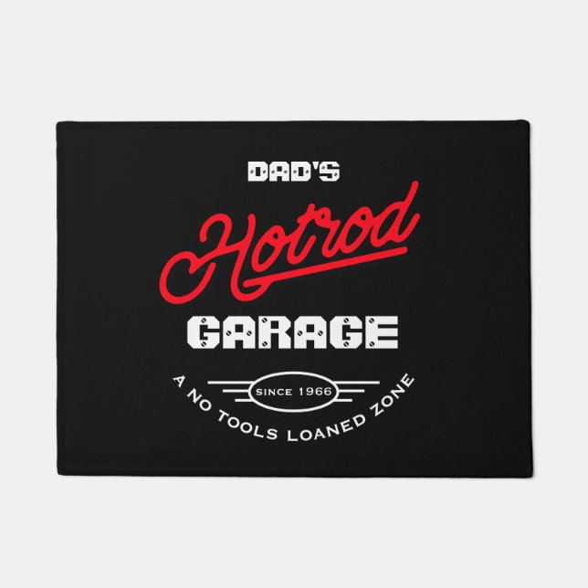 Tapete Nome da Garagem Hotrod Efeito Neon Say Retro Black (Frente)